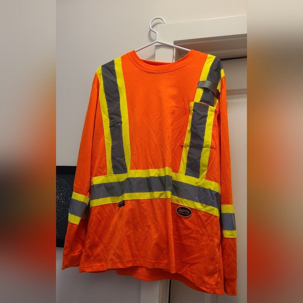 Orange High-Visibility Long Sleeve Safety Shirt